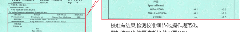 電子秤CNAS校準證書結(jié)果頁2