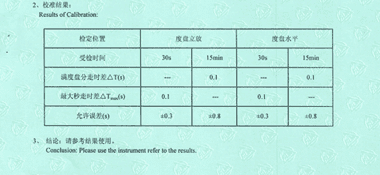 機械秒表CNAS校準證書結果頁展示2